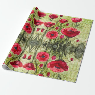 Papier Cadeau Papier d'emballage de pavot rouge