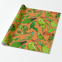 Papier d'emballage de perroquets verts
