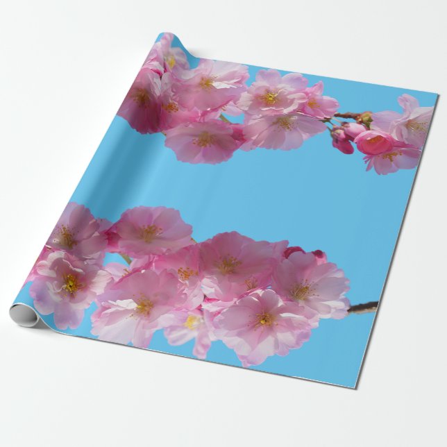 Papier Cadeau Papier d'emballage de photo de fleurs de cerisier (Déroulé)