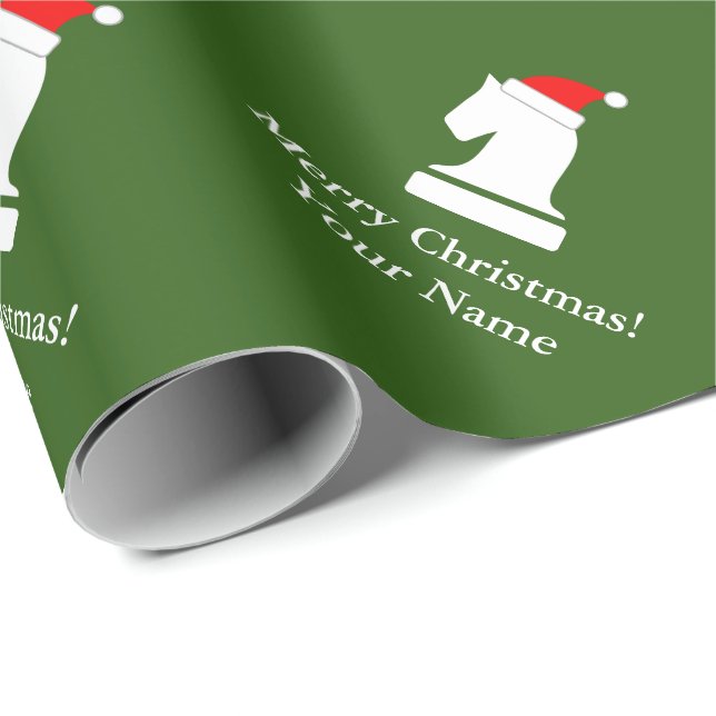 Papier Cadeau Papier d'emballage de pièce d'échecs de Noël drôle (Coin rond)