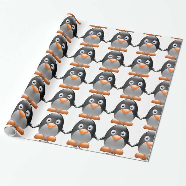 Papier Cadeau Papier d'emballage de pingouin mignon (Déroulé)