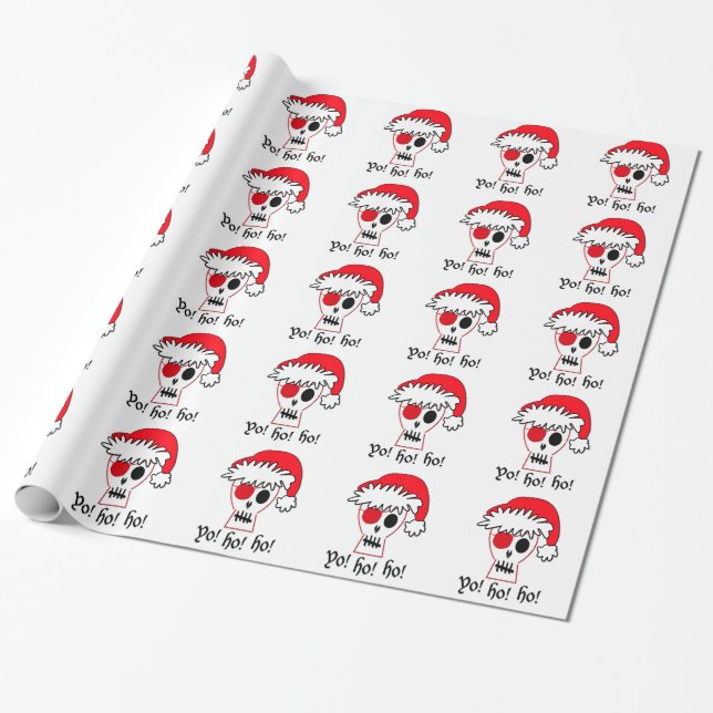 Papier Cadeau Papier d'emballage de pirate de Noël de Yo ho ho (Déroulé)
