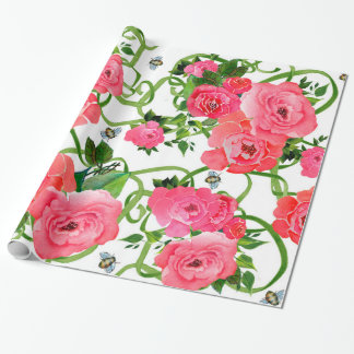Papier Cadeau Papier d'emballage de pivoine rose