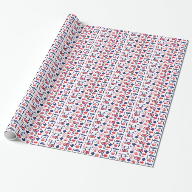 Papier Cadeau Papier d'emballage de points de repère royaux de (Déroulé)