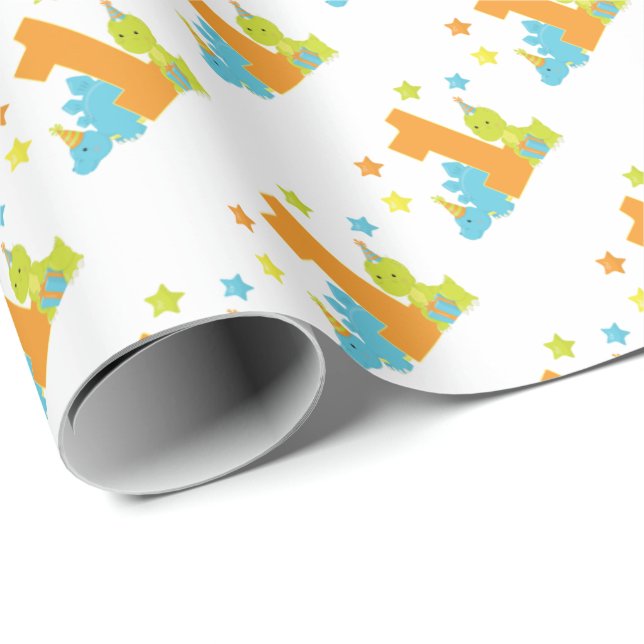 Papier Cadeau Papier d'emballage de premier anniversaire de (Coin rond)
