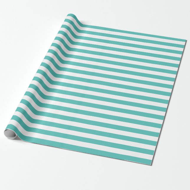 Papier Cadeau Papier d'emballage de rayures de turquoise (Déroulé)