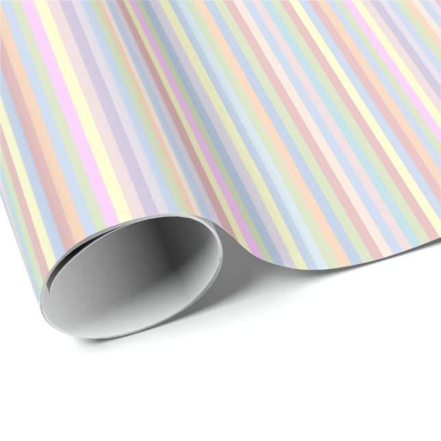 Papier Cadeau Papier d'emballage de rayures en pastel (Coin rond)