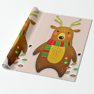 Papier Cadeau papier d'emballage de rennes de noël