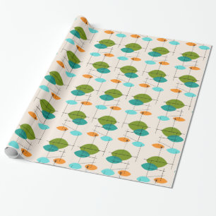 Papier Cadeau Papier d'emballage de rétro motif mobile atomique