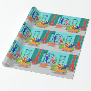 Papier Cadeau Papier d'emballage de rétro télévision classique