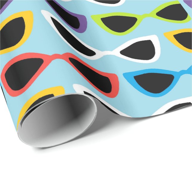 Papier Cadeau Papier d'emballage de rétros lunettes de soleil (Coin rond)