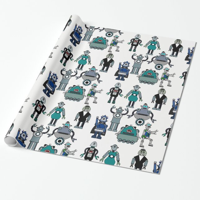 Papier Cadeau papier d'emballage de robot d'amusement pour des (Déroulé)