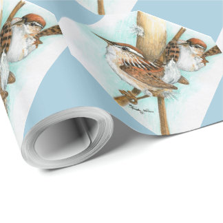 Papier Cadeau Papier d'emballage de roitelets et de Chat-Queue