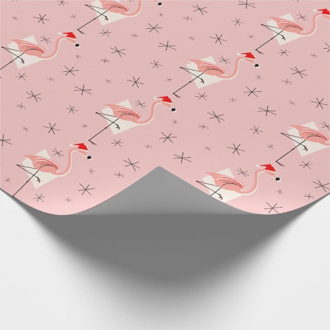 Papier Cadeau Papier d'emballage de rose de Père Noël de Flamant (Coin)