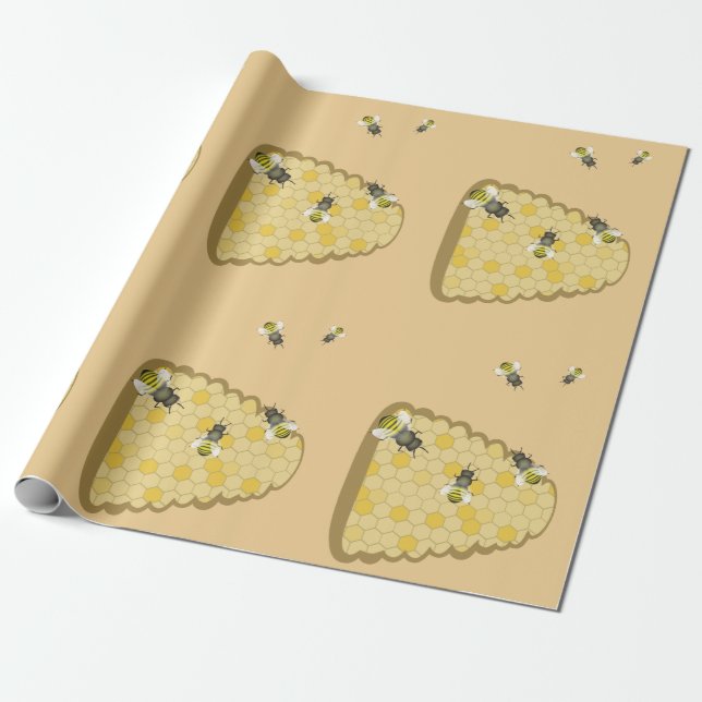 Papier Cadeau Papier d'emballage de ruche d'abeille (Déroulé)