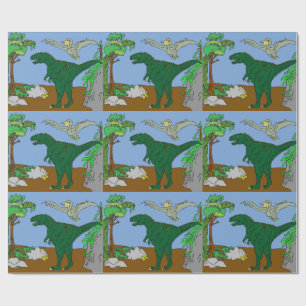 Papier Cadeau Papier d'emballage de scène jurassique