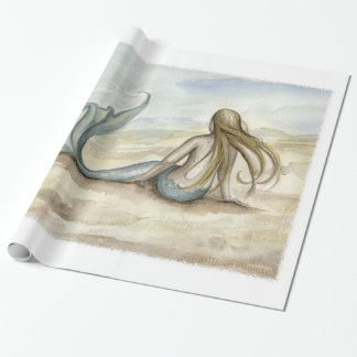 Papier Cadeau Papier d'emballage de sirène de bord de la mer de