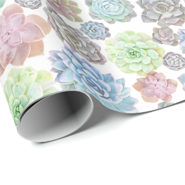 Papier Cadeau Papier d'emballage de Succulents (Coin rond)