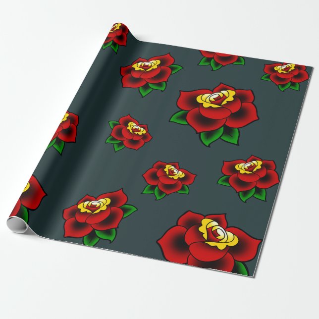 Papier Cadeau Papier d'emballage de tatouage traditionnel de (Déroulé)