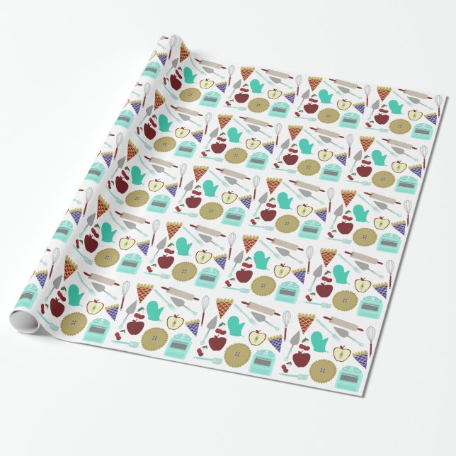 Papier Cadeau Papier d'emballage de thème de tarte (Déroulé)