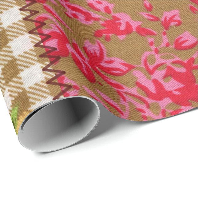 Papier Cadeau Papier d'emballage de tissu floral (Coin rond)