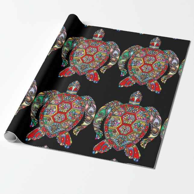 Papier Cadeau papier d'emballage de tortue marine (Déroulé)