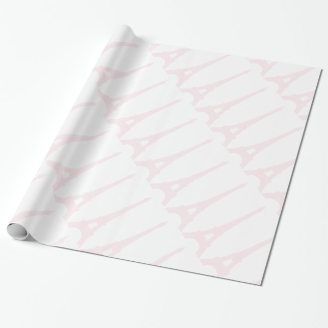 Papier Cadeau Papier d'emballage de Tour Eiffel assez rose (Déroulé)