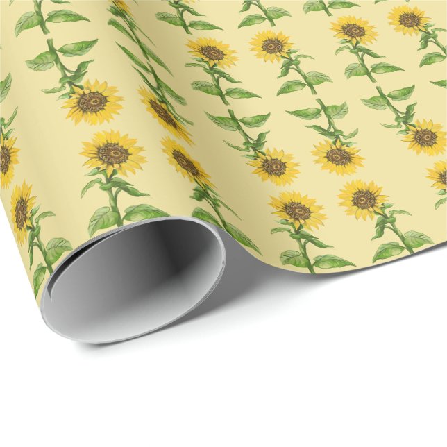 Papier Cadeau Papier d'emballage de tournesol jaune (Coin rond)