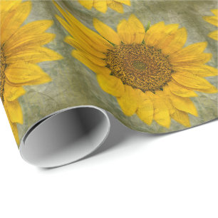 Papier Cadeau Papier d'emballage de tournesol vintage