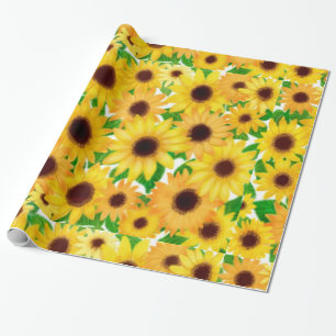 Papier Cadeau Papier d'emballage de tournesols européens gais