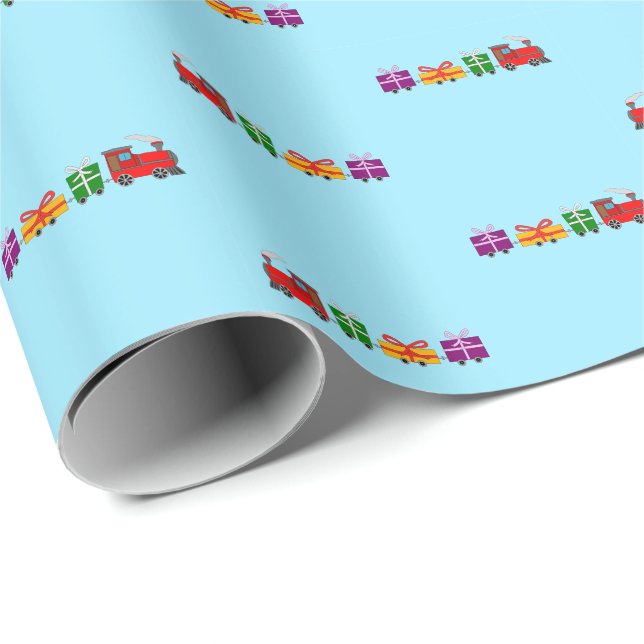 Papier Cadeau Papier d'emballage de train actuel (Coin rond)