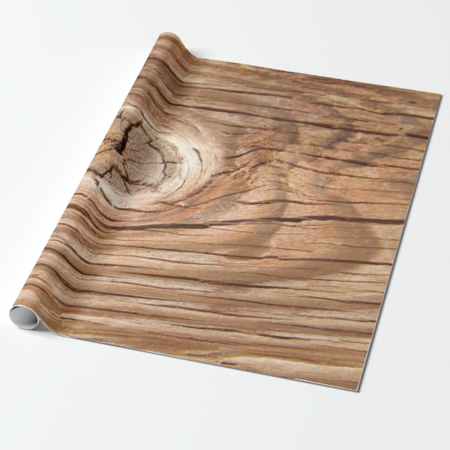 Papier Cadeau Papier d'emballage de trou en bois de grain (Déroulé)