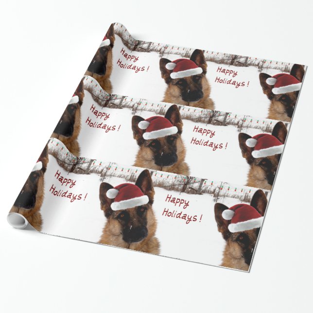 Papier Cadeau Papier d'emballage de vacances de berger allemand (Déroulé)