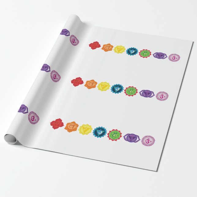 Papier Cadeau Papier d'emballage de yoga de sept Chakra, 30 dans (Déroulé)