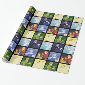 Papier Cadeau Papier d'emballage d'éléments de style d'Anime