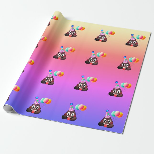 Papier Cadeau Papier d'emballage d'Emoji de dunette de fête (Déroulé)