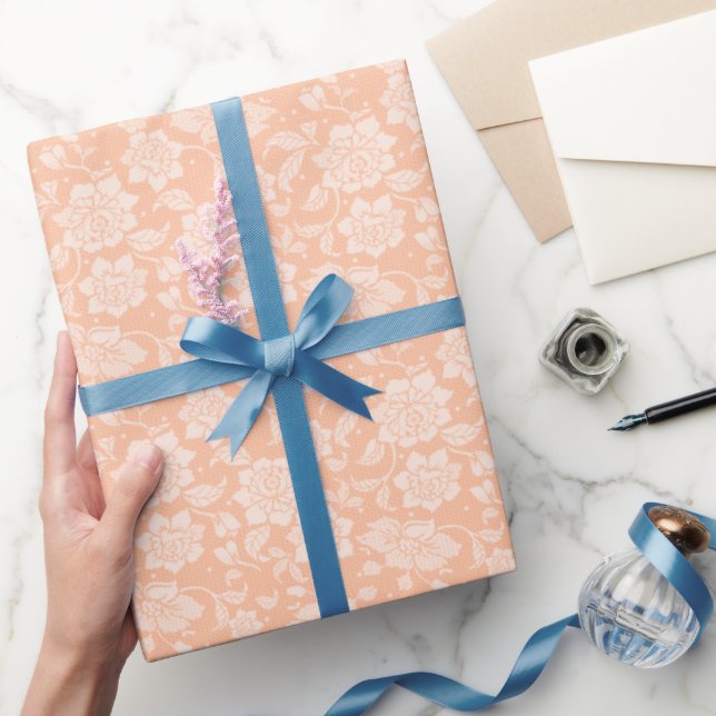 Papier Cadeau Papier d'emballage dentelle pêche (Cadeaux)