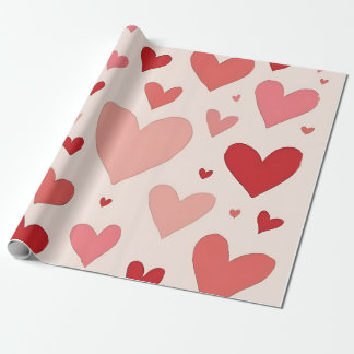 Papier Cadeau Papier d'emballage des coeurs