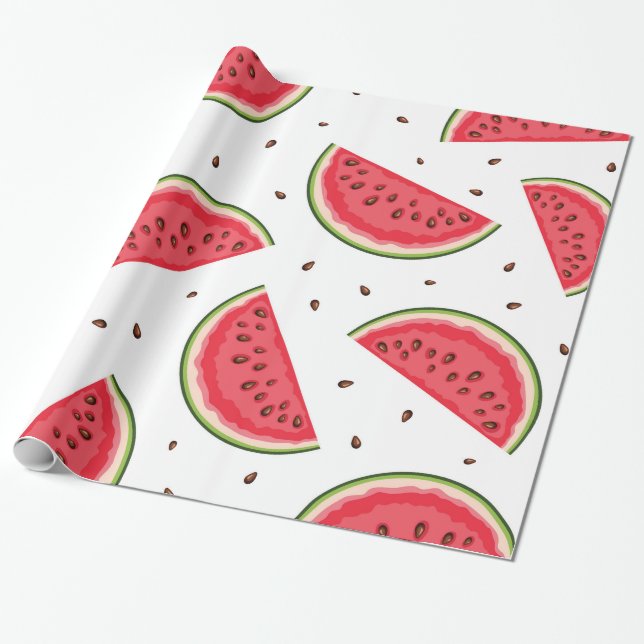 Papier Cadeau Papier d'emballage d'été tropical de pastèque (Déroulé)