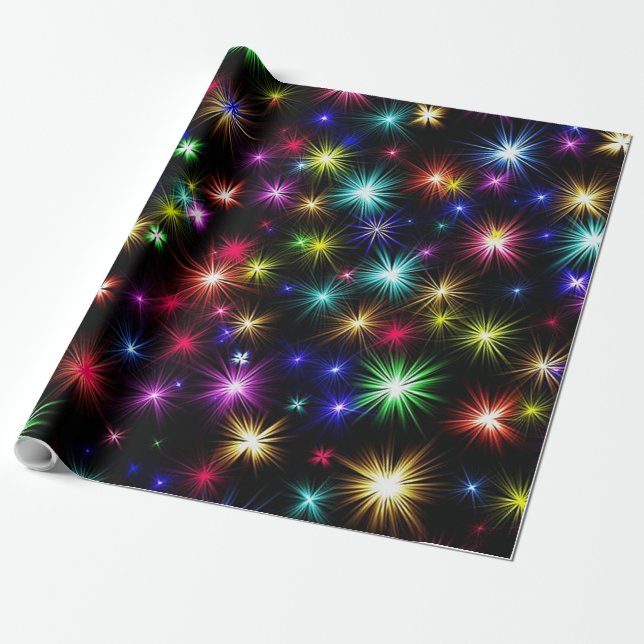 Papier Cadeau Papier d'emballage d'étoiles d'étincelle (Déroulé)