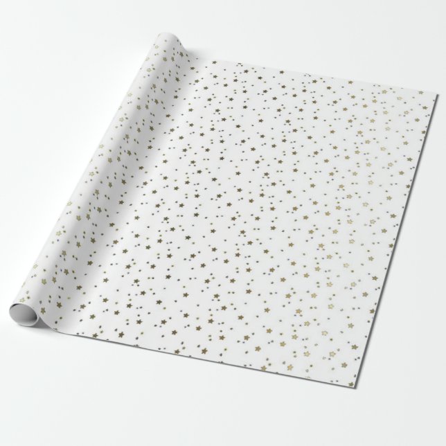 Papier Cadeau Papier d'emballage d'étoiles d'or minuscules (Déroulé)