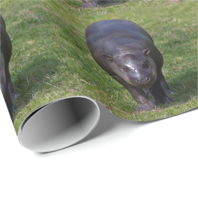 Papier Cadeau Papier d'emballage d'hippopotame de bébé (Coin rond)
