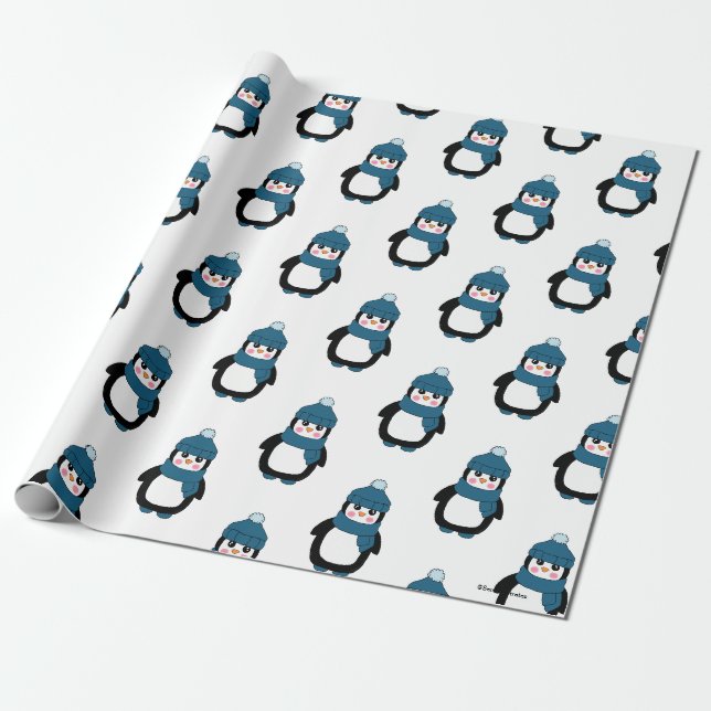 Papier Cadeau Papier d'emballage d'hiver de motif mignon de (Déroulé)