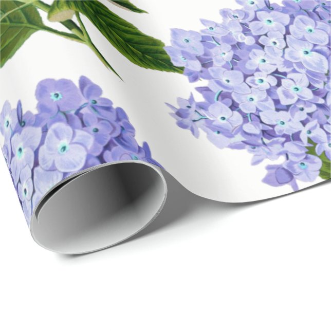 Papier Cadeau Papier d'emballage d'hortensia bleu (Coin rond)