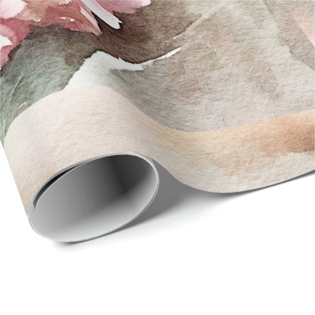 Papier Cadeau Papier d'emballage d'hortensia romantique (Coin rond)