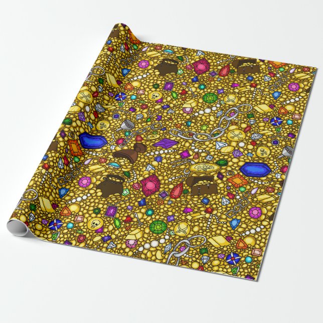 Papier Cadeau Papier d'emballage d'illustration de trésor de (Déroulé)