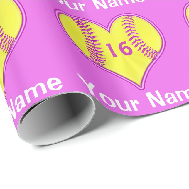 Papier Cadeau Papier d'emballage du base-ball avec le NOM, (Coin rond)