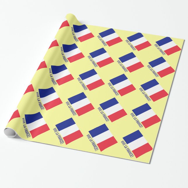 Papier Cadeau Papier d'emballage du drapeau français | Vive la F (Déroulé)