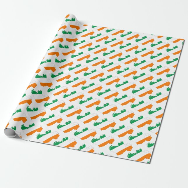 Papier Cadeau Papier d'emballage du drapeau irlandais (Déroulé)