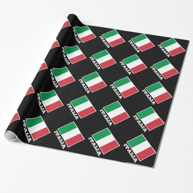 Papier Cadeau Papier d'emballage du drapeau italien | Design Tri (Déroulé)